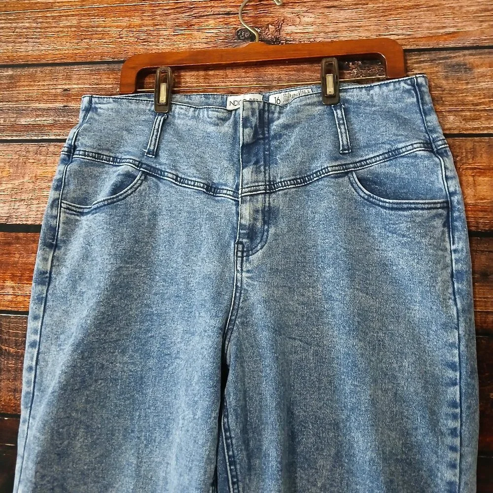 Indigo Rein Jeans 16 80s Style High Rise Waist Stone Washed Mom Stretch